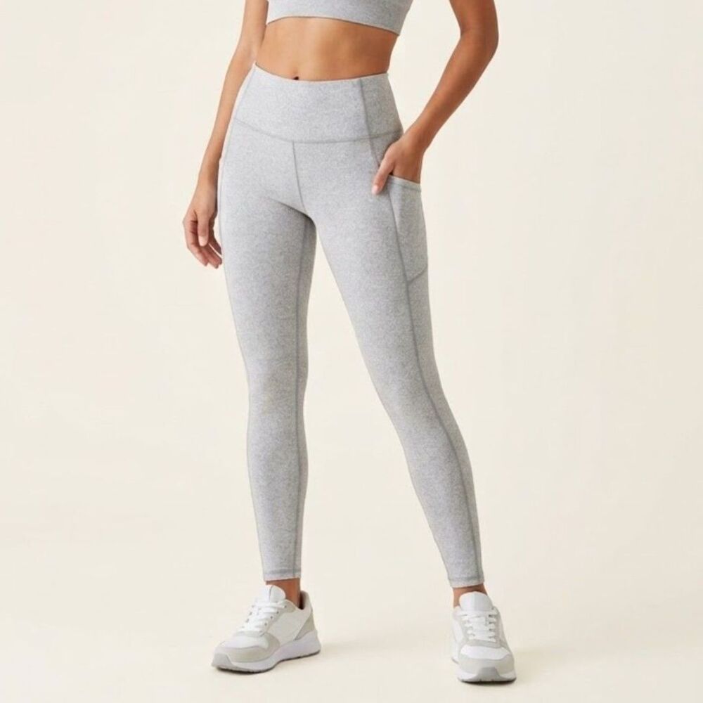 Kyodan High-Waist Heather Grey Athleisure Leggings with Side Pockets SZ M
